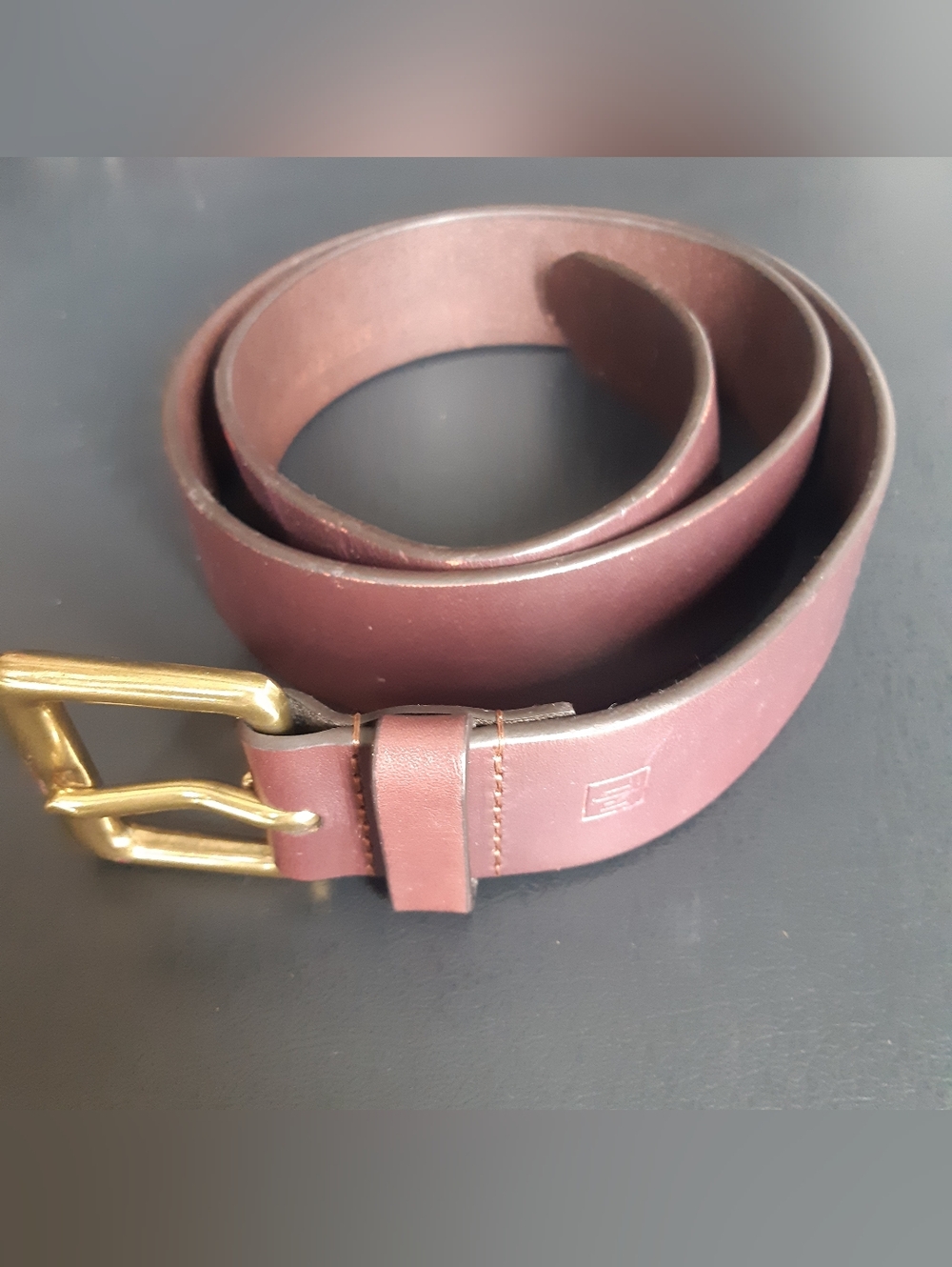 Lauren Ralph Lauren Classic Leather Belt with Brass Buckle - Deep Plum